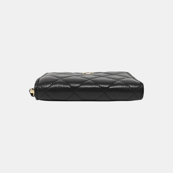 Quilted Grained Calfskin Wallet Black