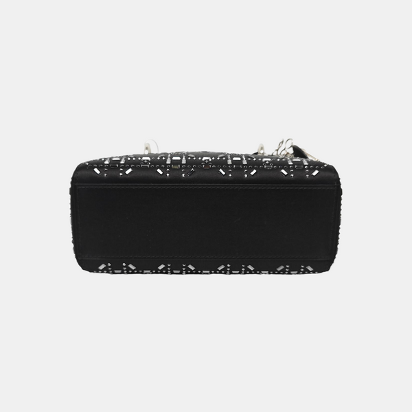 Lady Dior Mini Cannage Silk Satin Black