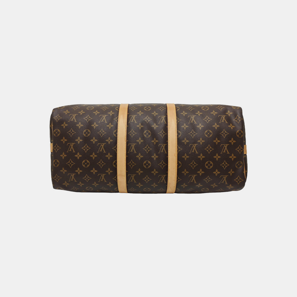 KEEPALL 50 Monogram Coated Canvas Brown