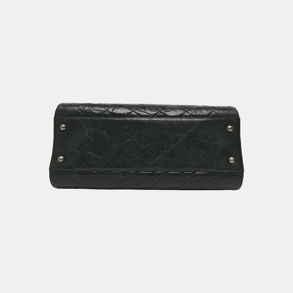 Quilted Grained Calfskin Shoulder Bag Green