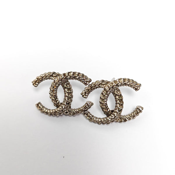 CC Logo Metal Gold Stud Earrings