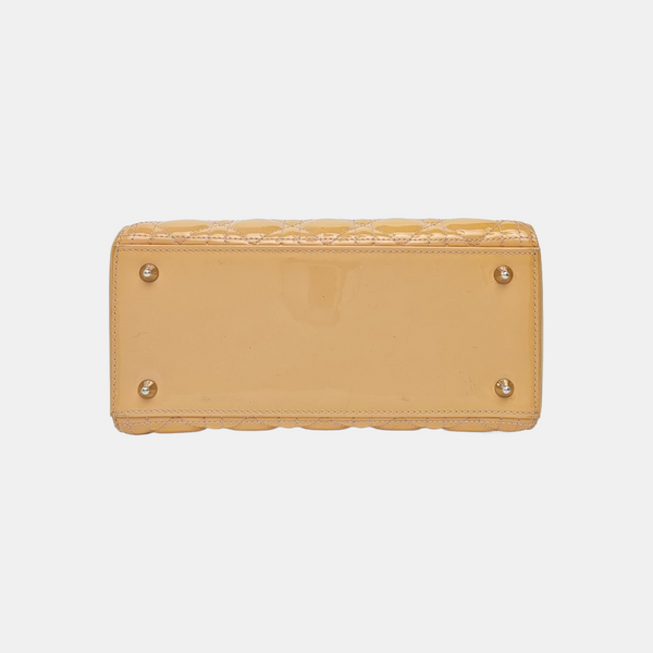 Lady Dior Medium Cannage Patent Leather Yellow