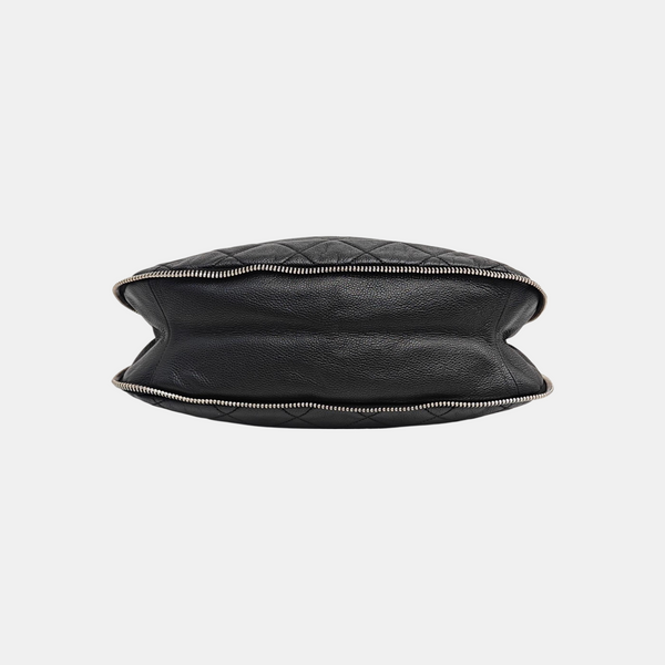 Quilted Grained Calfskin Tote Bag Black