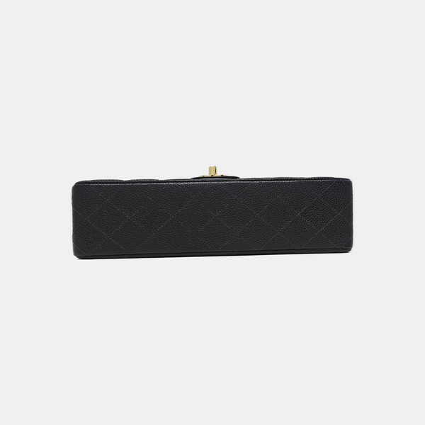 CLASSIC FLAP Medium Quilted Grained Calfskin Black