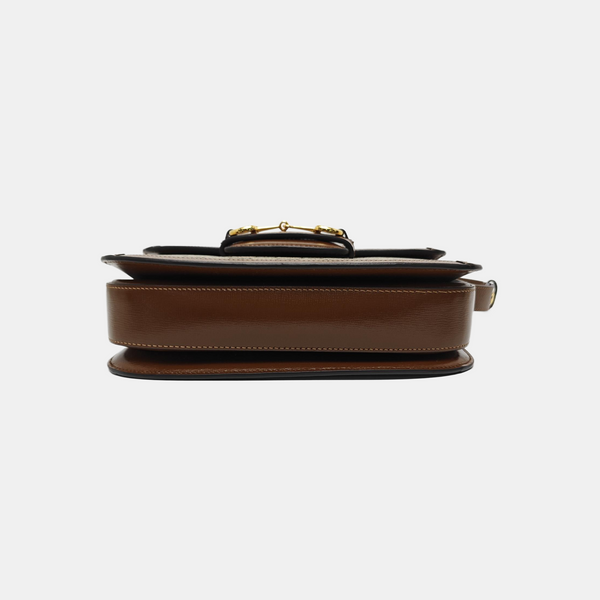 Horsebit 1955 Medium Monogram Coated Canvas Beige
