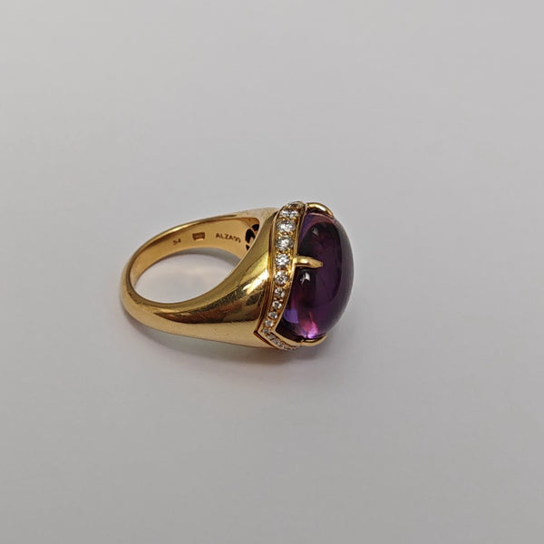 18k Gold Purple Ring EU 54