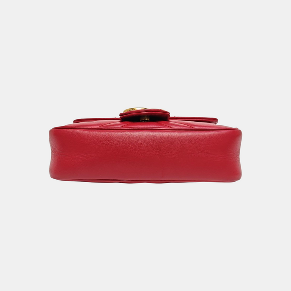 GG Marmont Mini Piel de Becerro Matelaseada Roja