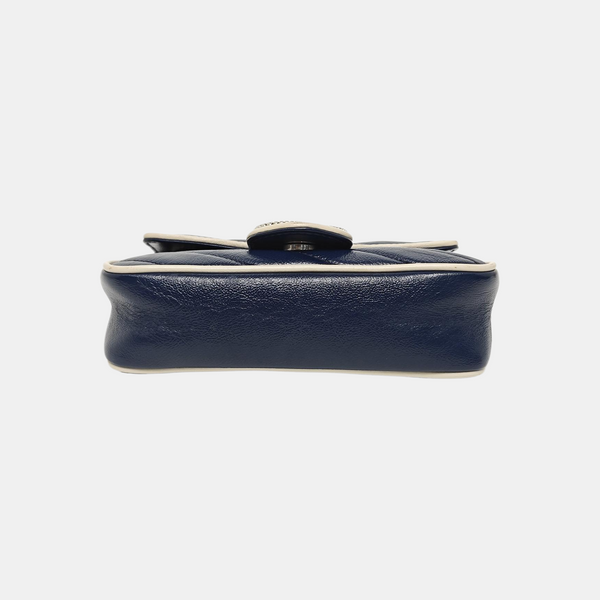 GG Marmont Super Mini Quilted Calfskin Blue