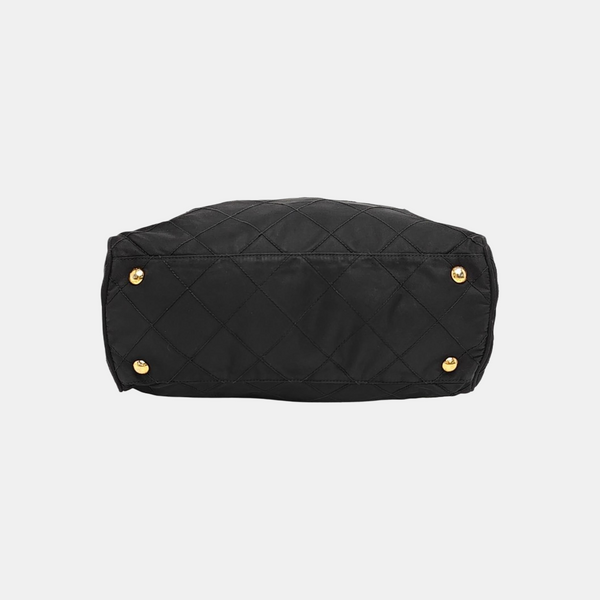 Chain Tote Quilted Nylon Black