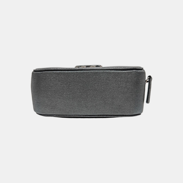 Quilted Grained Calfskin Shoulder Bag Gray