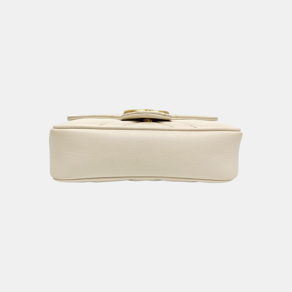 GG Marmont Mini Quilted Calfskin White