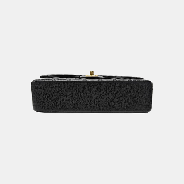 CLASSIC FLAP Medium Quilted Grained Calfskin Black