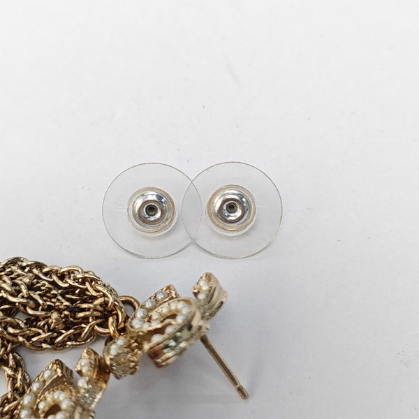 CC Logo Metal Gold Stud Earrings