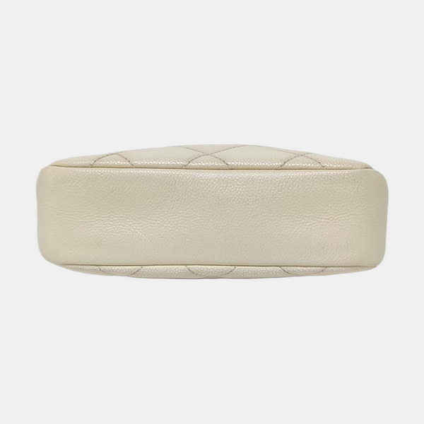 Mini Quilted Grained Calfskin White