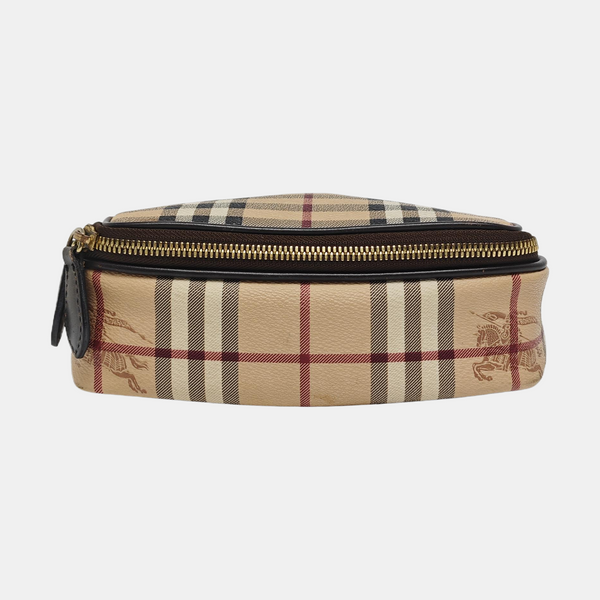 Bolso de lona revestida con asa superior beige