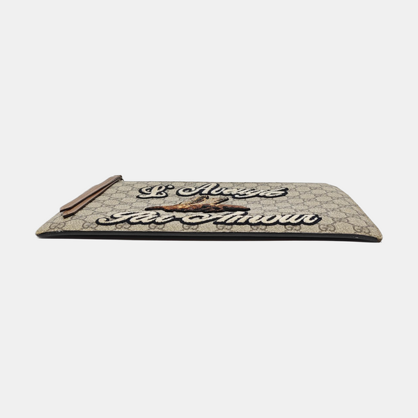 Coated Canvas Clutch Black