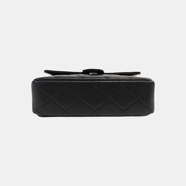 Quilted Grained Calfskin Shoulder Bag Black