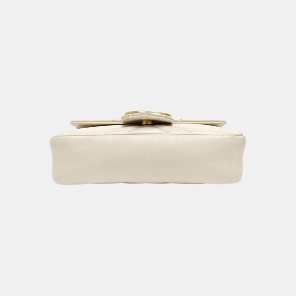 GG Marmont Mini Quilted Calfskin White
