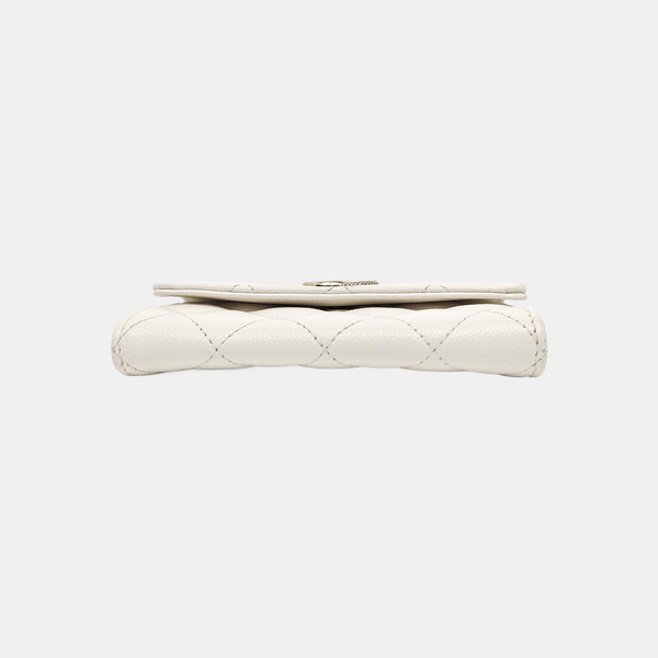 Quilted Grained Calfskin Wallet White