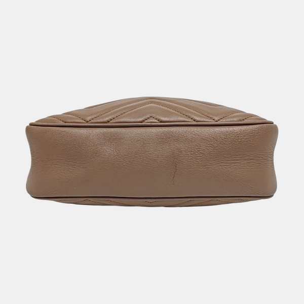 GG Marmont Small Quilted Calfskin Beige