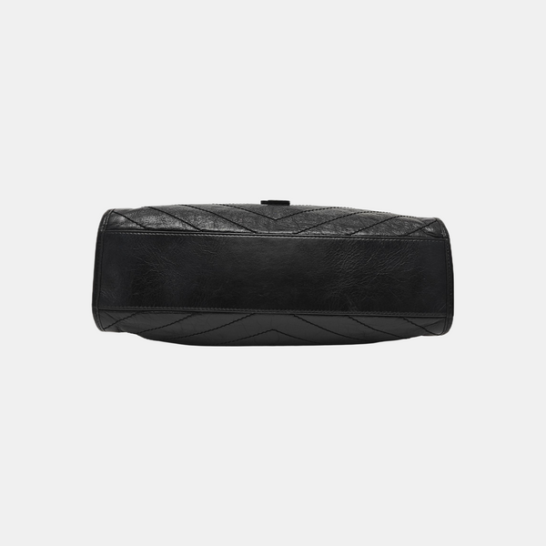 NIKI Medium Chevron Calfskin Black