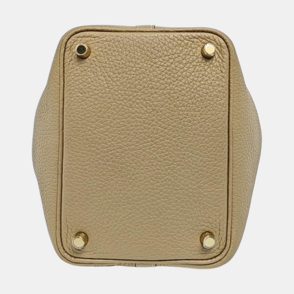 Authenticated pre-owned Picotin Lock 18 Clemence Beige - Bucket Bag at Looply