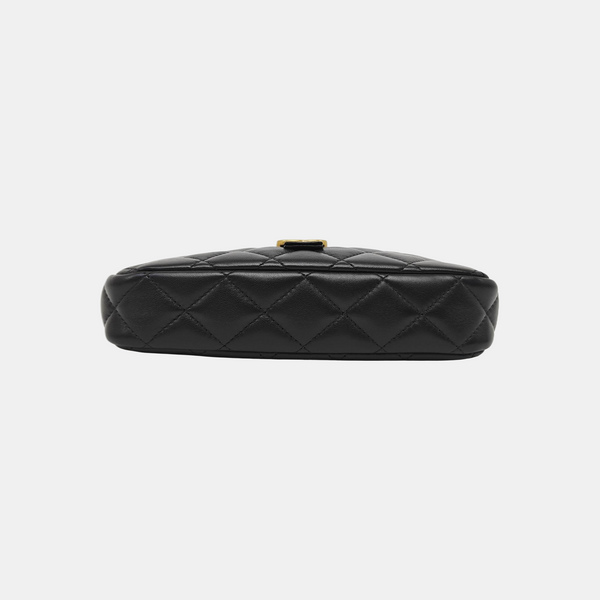 Quilted Lambskin Shoulder Bag Black