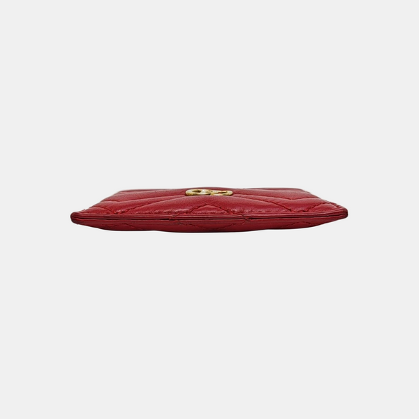 Authenticated pre-owned GG Marmont Quilted Calfskin Red Card Holder - Card Holder at Looply