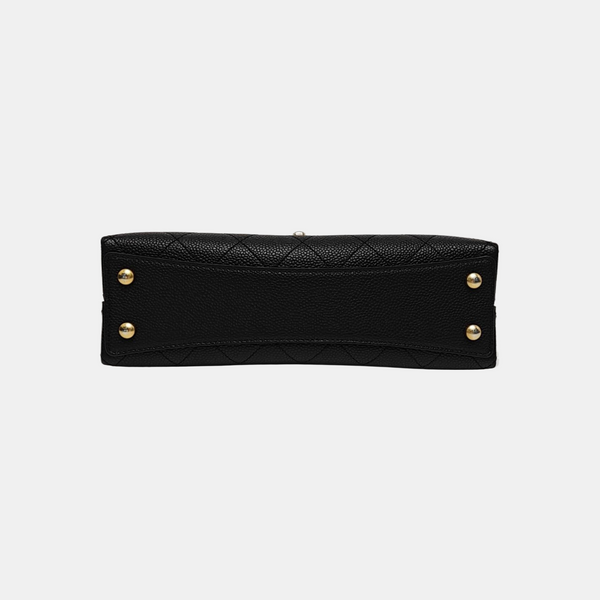 Quilted Grained Calfskin Shoulder Bag Black