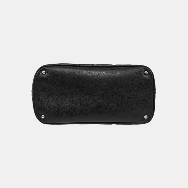 Quilted Grained Calfskin Tote Bag Black