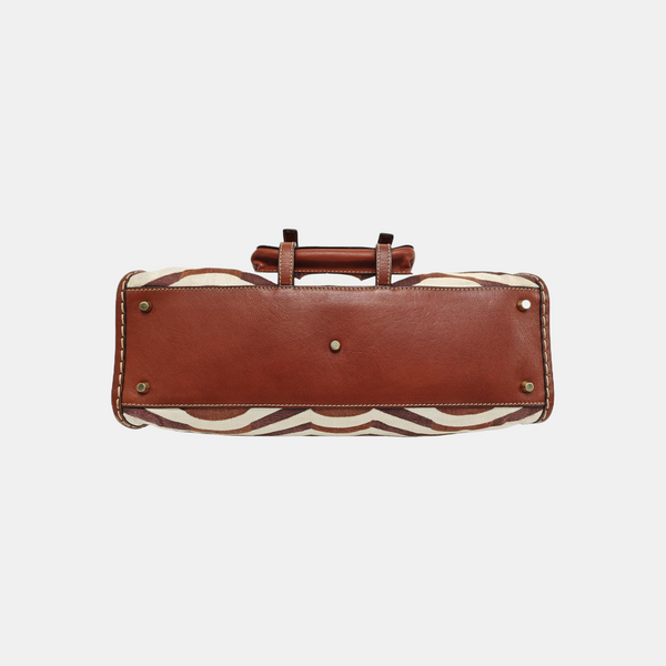 Fabric Top Handle Bag Brown