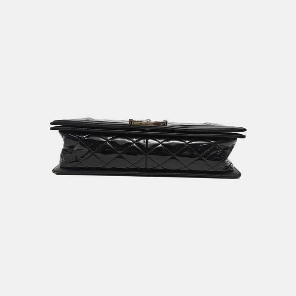 BOY CHANEL Large Quilted Patent Leather Black
