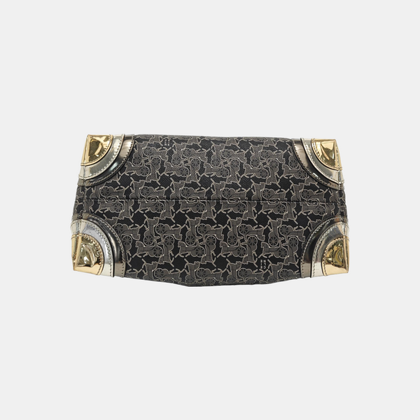Coated Canvas Top Handle Bag Gray