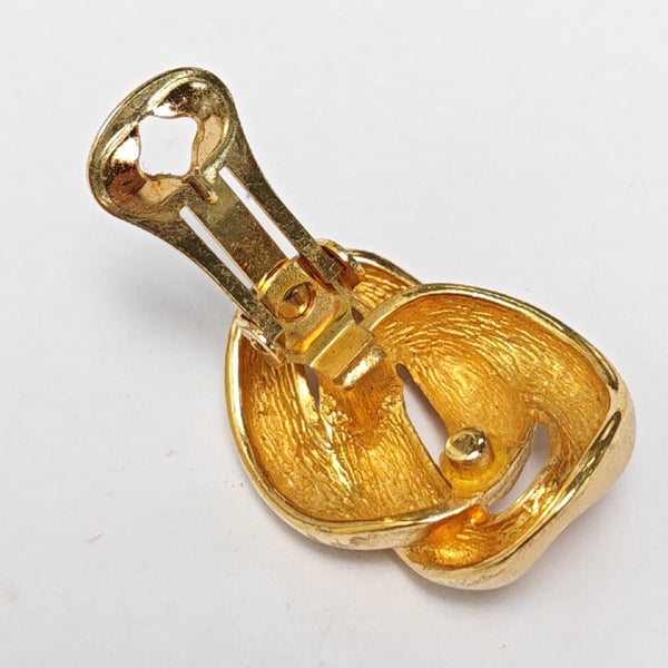 Twist Round Metal Gold Clip On Earrings