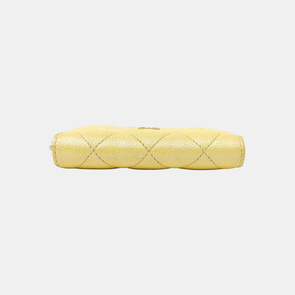 Quilted Grained Calfskin Wallet Yellow