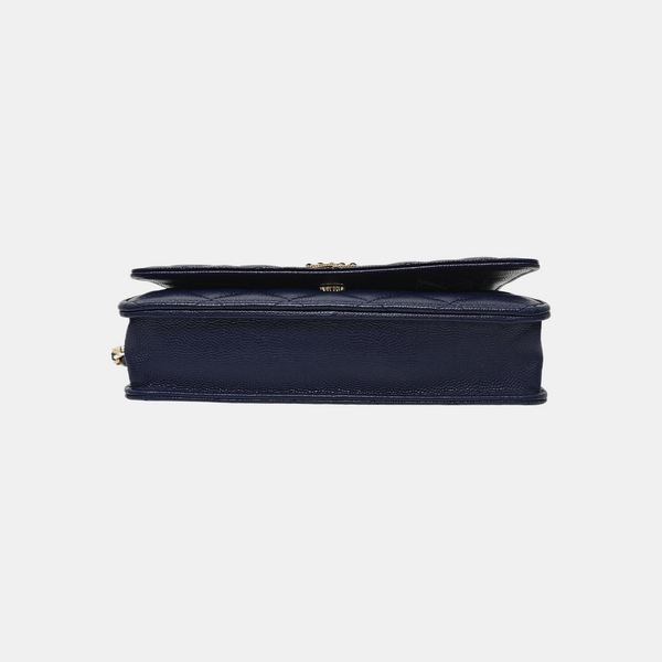 WOC Quilted Grained Calfskin Blue