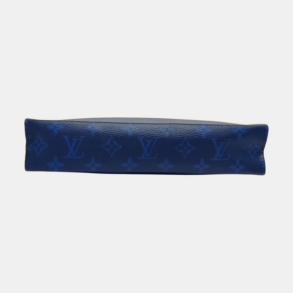 Pochette Voyag MM Monogram Coated Canvas Blue
