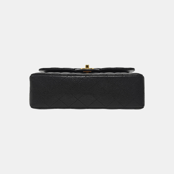 CLASSIC FLAP Small Quilted Grained Calfskin Black