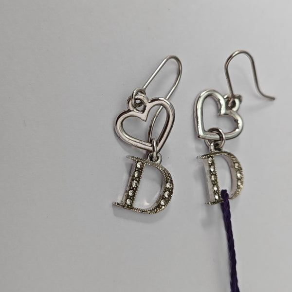 CD Swing Metal Silver Stud Earrings