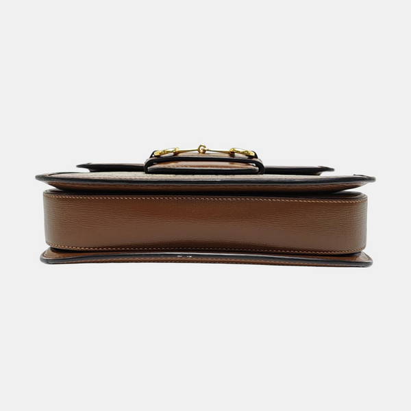 Horsebit 1955 Medium Monogram Coated Canvas Beige