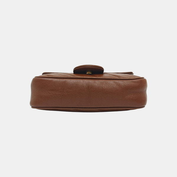 GG Marmont Mini Quilted Calfskin Brown