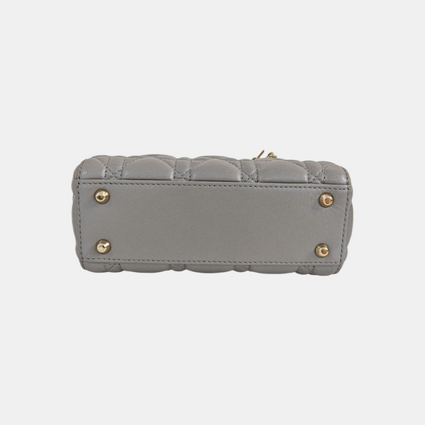 Lady Dior Mini Cannage Lambskin Silver