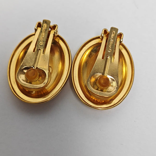 Petit CD Metal Gold Clip On Earrings