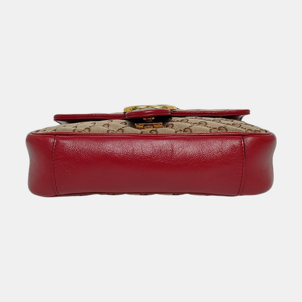 GG Marmont Small Quilted Canvas Brown