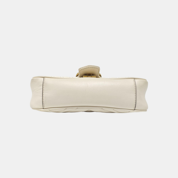 GG Marmont Small Quilted Calfskin White
