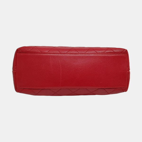 VINTAGE CC LOGO Quilted Grained Calfskin Red