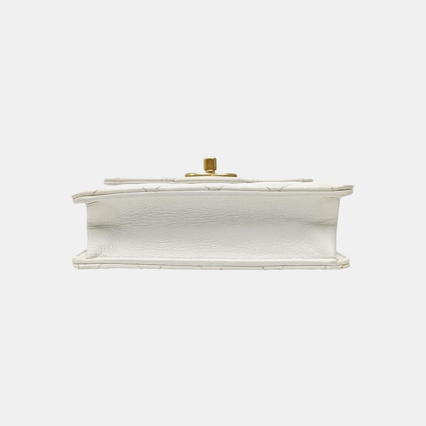 CLASSIC VERTICAL PEARL Small Quilted Lambskin White