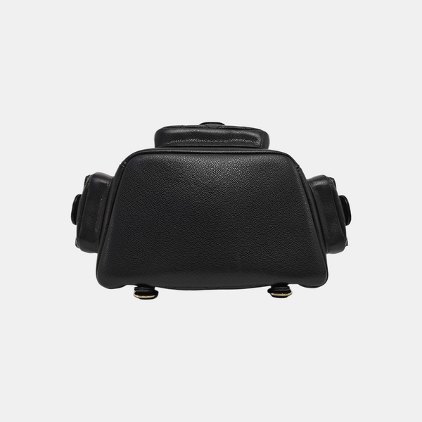 Quilted Grained Calfskin Backpack Small Black