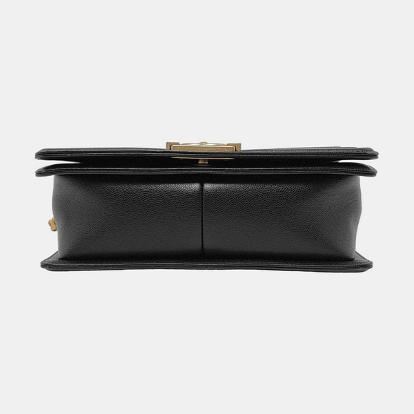 BOY CHANEL Medium Quilted Grained Calfskin Black