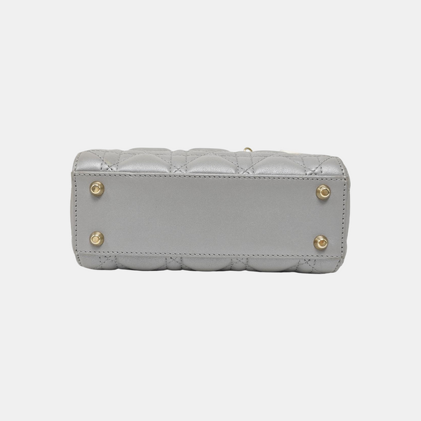 Lady Dior Mini Cannage Lambskin Gray